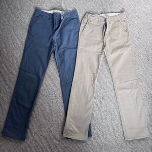 Gap kids boys straight fit stretch chino grey, and tan. size14